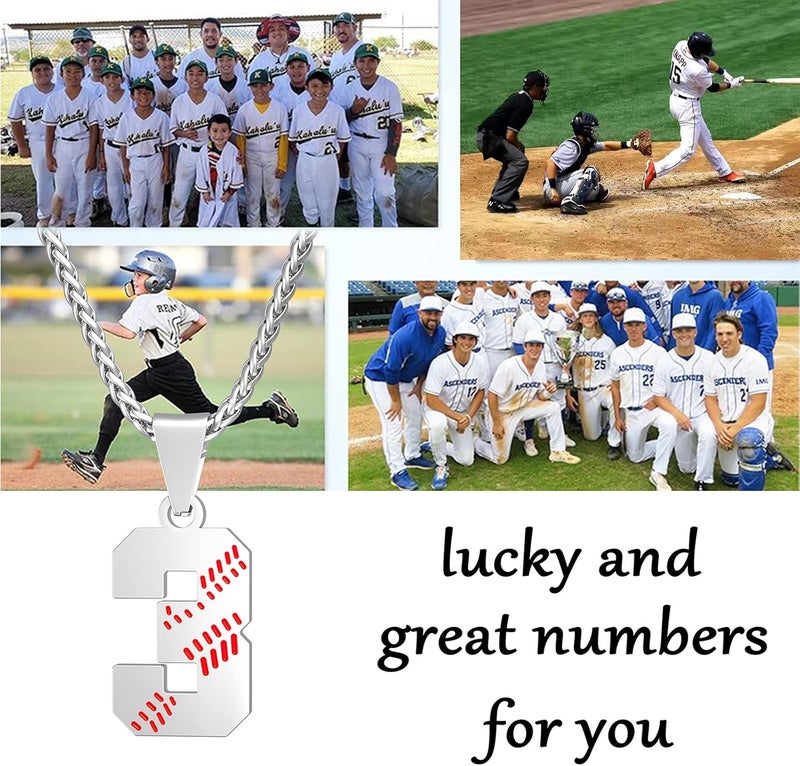 Wikavanli Personalized Baseball Jersey Number 00-99 Necklace - Stainless Steel Baseball Chain Pendant Necklace - Team Jewelry Gift for Boys, Girls, Men, Women - Image 3